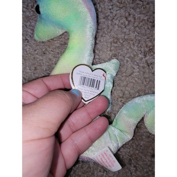 TY BEANIE BABY NEON SEA HORSE, NEW, 7TH GEN, SHINY BRITE PASTELS,1999 - Picture 6 of 6